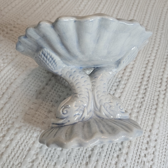 Soap Dish Koi Fish Blue White Vintage 1980's Signed - Picture 11 of 14